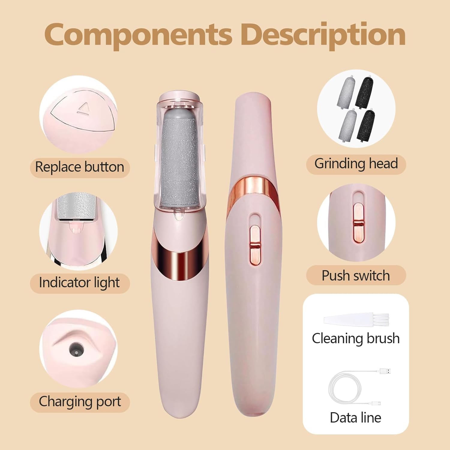 Electric Callus Removers for Feet-Pink